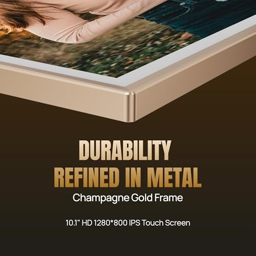 ARZOPA D10 Metal Digital Picture Frame Free Cloud Storage No Subscription 10.1" HD Anti-Glare Touchscreen Load Photos & Videos from Phone Ideal for Thoughtful Gifting Exquisite - Champagne Gold - Image 2