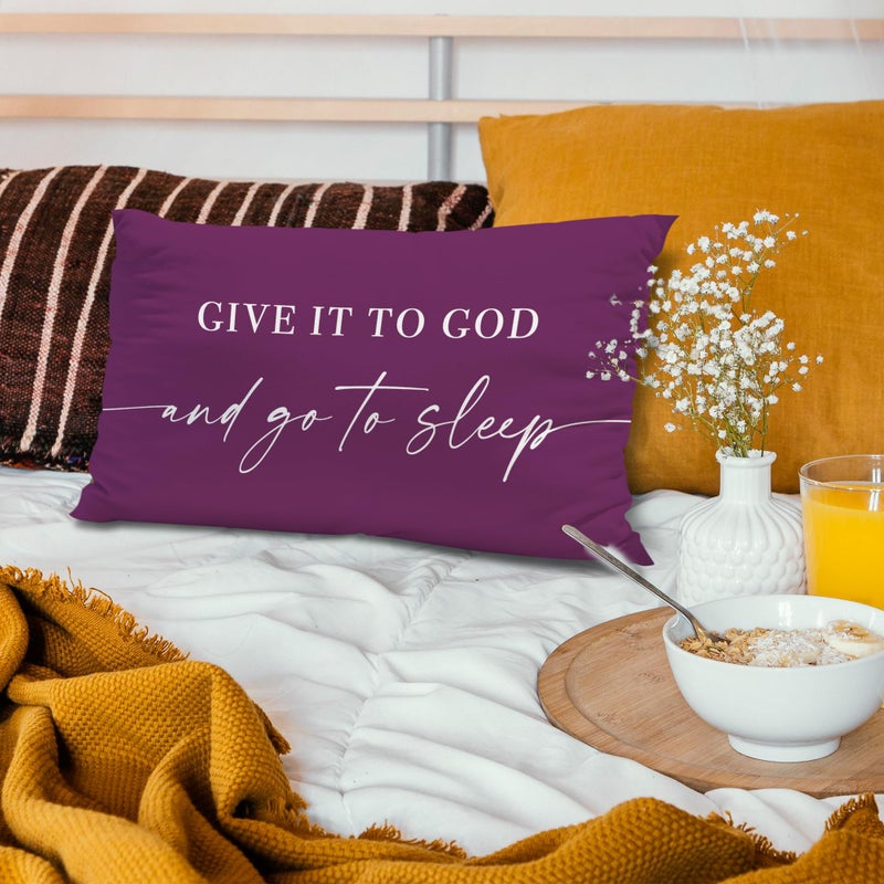 Knibeo Give It to God and Go to Sleep  Decorative Pillows Cover for Bed  Throw Pillows Cover for Bed  12x20 Inch Pillow Case  Decorative Bed Pillows Cover for Bedroom(12x20  Violet) - Image 4