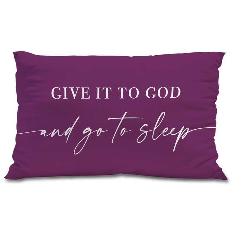 Knibeo Give It to God and Go to Sleep  Decorative Pillows Cover for Bed  Throw Pillows Cover for Bed  12x20 Inch Pillow Case  Decorative Bed Pillows Cover for Bedroom(12x20  Violet) - Image 1