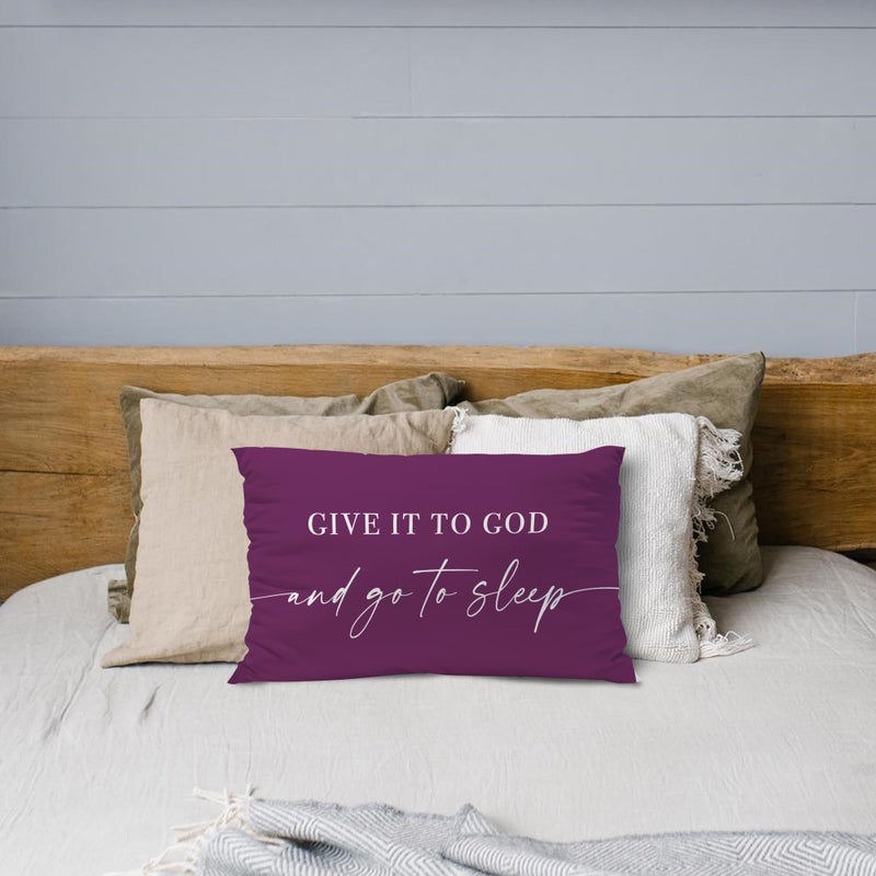 Knibeo Give It to God and Go to Sleep  Decorative Pillows Cover for Bed  Throw Pillows Cover for Bed  12x20 Inch Pillow Case  Decorative Bed Pillows Cover for Bedroom(12x20  Violet) - Image 2