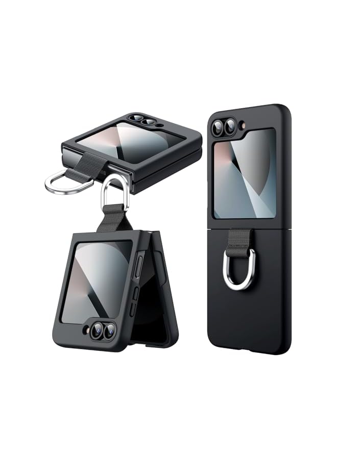 JETech Case for Samsung Galaxy Z Flip 6 2024 with Ring, Hard PC Slim Shockproof Anti-Scratch Protective Phone Cover (Black) - Image 1