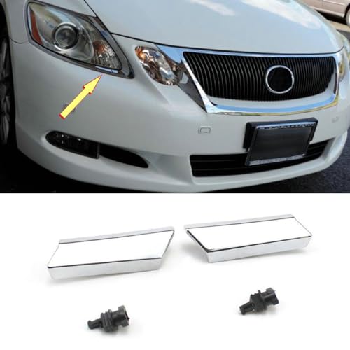 RONTCOS 2Pcs Headlight Washer Nozzle Cover Chrome & Clip For 2006-2011 LEXUS GS300 GS350 GS430 GS450h GS460 Right+Left 85207-30031 85208-30031 - Image 2