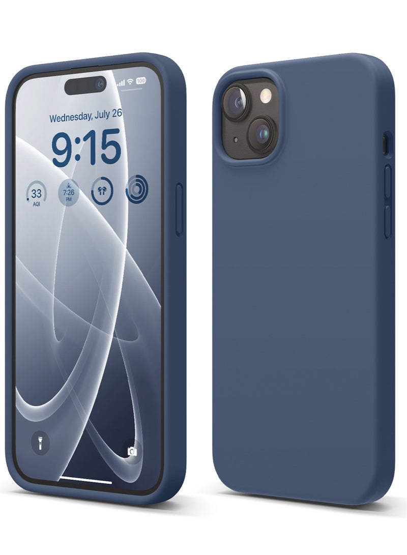 Elago Liquid Silicone for iPhone 15 PLUS Case Cover Full Body Protection, Shockproof, Slim, Anti-Scratch Soft Microfiber Lining - Jean Indigo