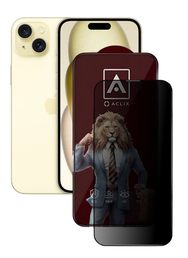 ACLIX Antistatic ESD Dustof Premium Quality High Definition Anti-Spy Privacy Tempered Glass Screen tector Designed For  iPhone 15 - Image 1