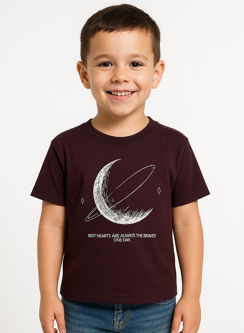 Summer T-Shirt for Boys - Cotton Blend Crew Neck Tee with Planet Print, Short Sleeves, Soft & Breathable - For Aged 3-11 Years  - Image 1