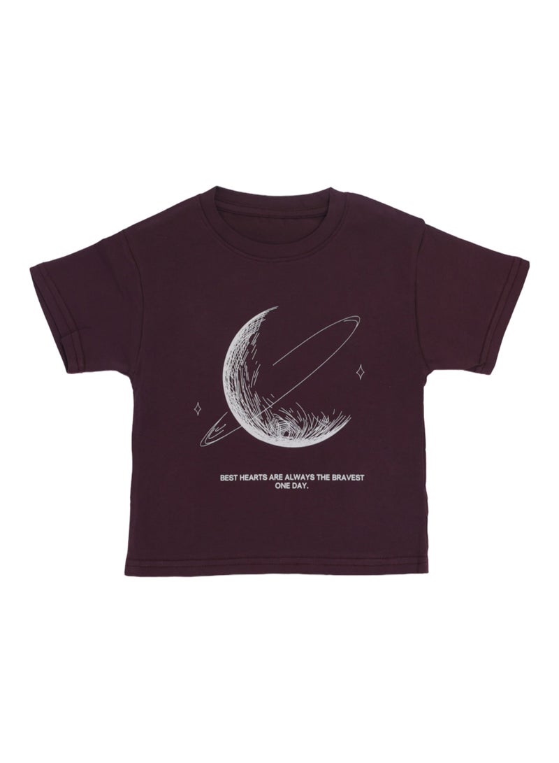 Summer T-Shirt for Boys - Cotton Blend Crew Neck Tee with Planet Print, Short Sleeves, Soft & Breathable - For Aged 3-11 Years  - Image 2