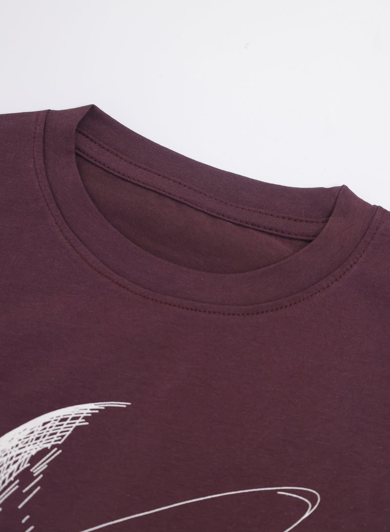 Summer T-Shirt for Boys - Cotton Blend Crew Neck Tee with Planet Print, Short Sleeves, Soft & Breathable - For Aged 3-11 Years  - Image 3
