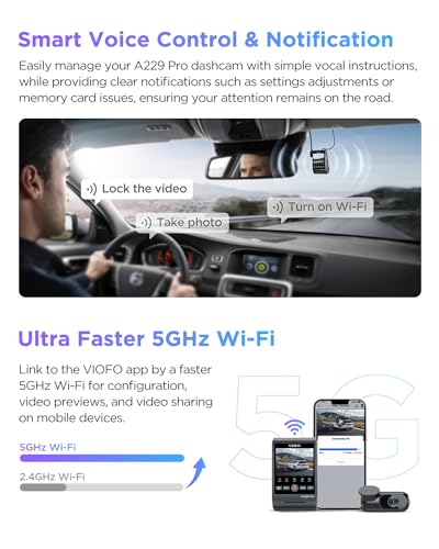 VIOFO A229 Pro 4K HDR Dash Cam, Dual STARVIS 2 IMX678 IMX675, 4K+2K Front and Rear Car Camera, 2 Channel with HDR, Voice Control, 5GHz WiFi GPS, Night Vision 2.0, 24H Parking Mode, Support 512GB Max - Image 5