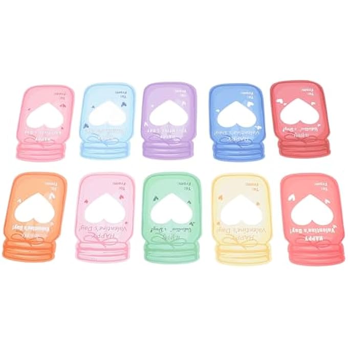 Bonbela 30pcs Valentine's Day Cards for Kids Potted Gifts Exchange Greeting Cards DIY Valentine's Day with Plastic Bags Adhesive Double Sided for Favors - Image 1