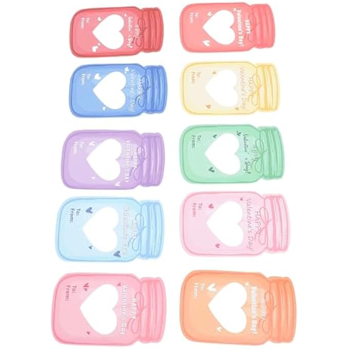 Bonbela 30pcs Valentine's Day Cards for Kids Potted Gifts Exchange Greeting Cards DIY Valentine's Day with Plastic Bags Adhesive Double Sided for Favors - Image 4