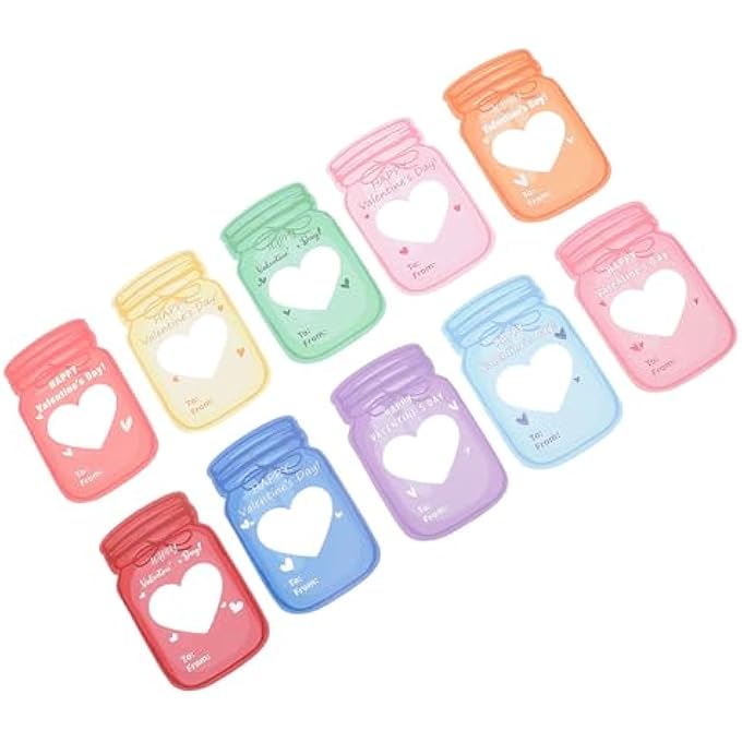 Bonbela 30pcs Valentine's Day Cards for Kids Potted Gifts Exchange Greeting Cards DIY Valentine's Day with Plastic Bags Adhesive Double Sided for Favors - Image 5