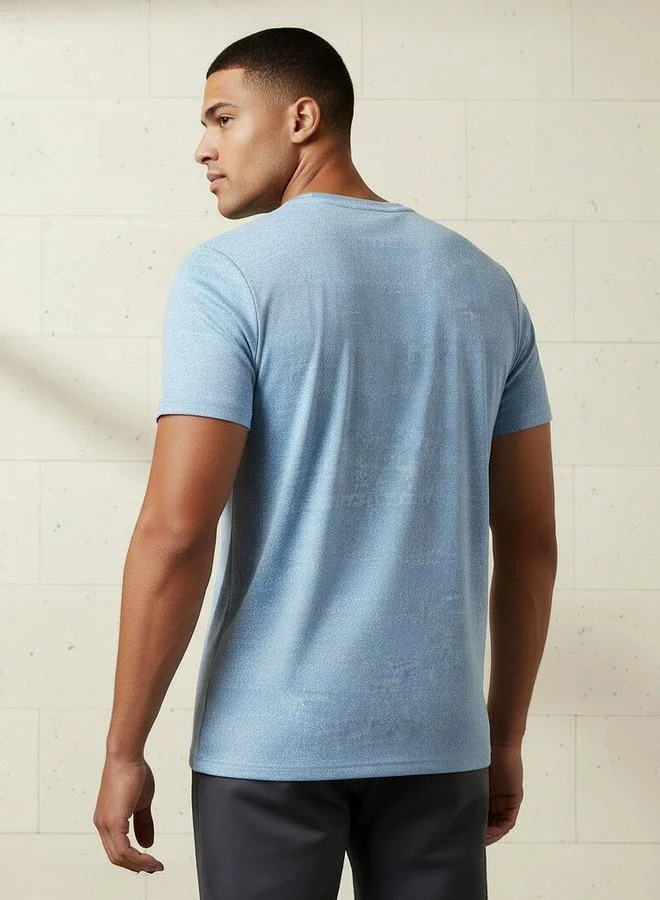 Splash Active Blue Men Textured Performance T-shirt for Men | Best Price UAE