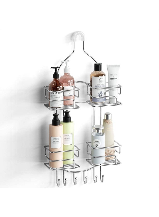 SRIWATANA SRIWATANA Shower Caddy Organizer Hanging Over Head, Bathroom Shower Rack Hanger with Hooks for Razors - Chrome  - Image 1