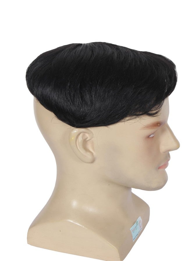 ريتزكارت وصلة شعر رجالية سوداء صناعية مقاس 5x5 بوصة، حل لمشكلة الصلع، شعر مستعار قصير سهل التركيب والإزالة من ماركة ريتزكارت (أسود، 5x5 بوصة) - Image 3