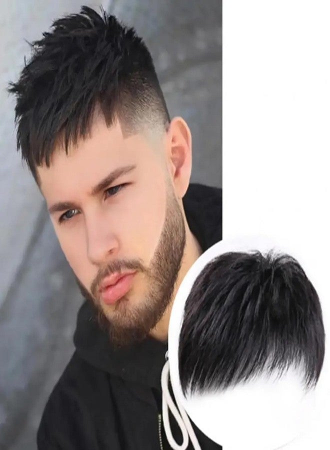 ريتزكارت وصلة شعر رجالية سوداء صناعية مقاس 5x5 بوصة، حل لمشكلة الصلع، شعر مستعار قصير سهل التركيب والإزالة من ماركة ريتزكارت (أسود، 5x5 بوصة) - Image 1