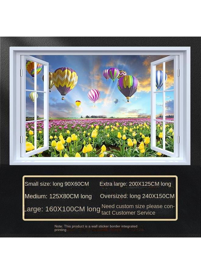 Bluejw Fake Window Self-adhesive 3D Wall Stickers Living Room Decorative Painting Bedroom Landscape Nature Waterproof Wall Stickers Wallpaper - Image 1