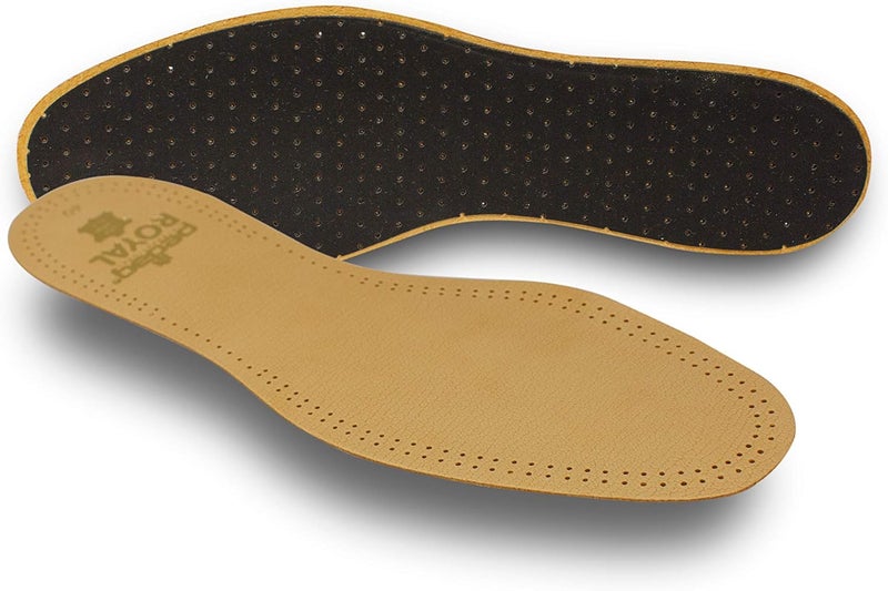 Pedag Royal | Genuine Lambskin Leather Insoles | Made in Germany | Vegetable-Tanned Leather | Activated Carbon for Anti-Odor | Latex Foam Padding | Thin & Absorbent | US Men 12/ EU 45 | Tan