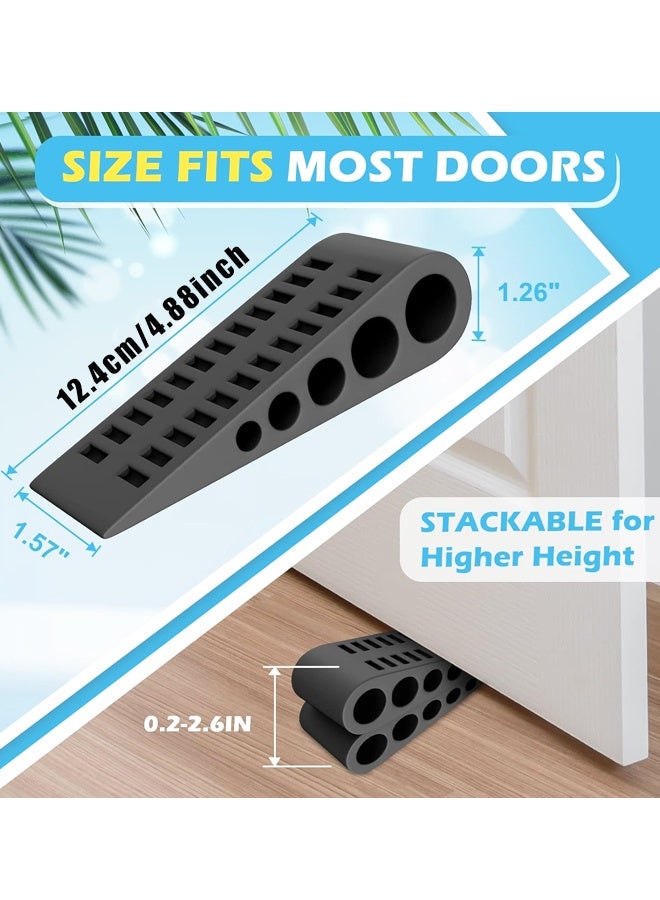 2PCS Heavy Duty Rubber Door Stop Wedge With Holder - Image 2