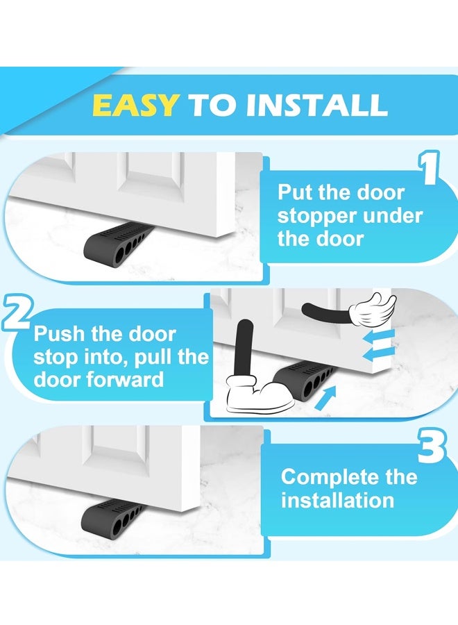2PCS Heavy Duty Rubber Door Stop Wedge With Holder - Image 4