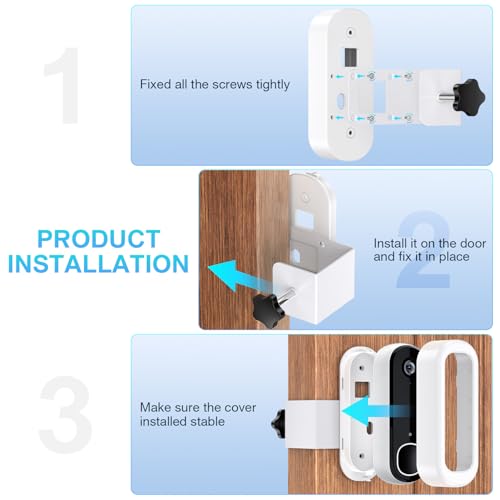 KTCEFE Anti-Theft Doorbell Mount Compatible with Arlo Video Doorbell 2K/HD (2nd Gen), No-Drill Adjustable Mounting Bracket for Arlo Doorbell Camera, Accessories for Apartments, Businesses Home (White) - Image 5