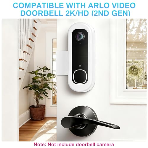 KTCEFE Anti-Theft Doorbell Mount Compatible with Arlo Video Doorbell 2K/HD (2nd Gen), No-Drill Adjustable Mounting Bracket for Arlo Doorbell Camera, Accessories for Apartments, Businesses Home (White) - Image 3