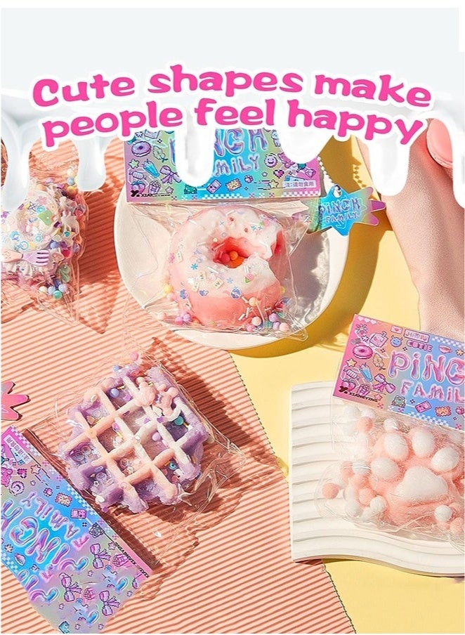 Bukela 4Pcs Squishy Toys, Novelty Decompress Toys, Squeeze Cat Paw Donut Stress Ball Pinch Cute PVC Sensory Toys for Relieving Fidget Rising Animal Shaped Novelty Things Birthdays Cosplay Party Opp Packaging Gift Decorations - Image 2