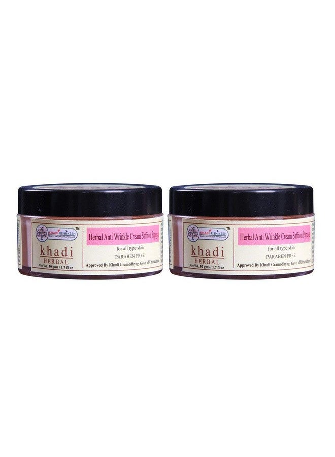 KHADI RISHIKESH Herbal Anti Wrinkle Cream Safron & Papaya For Facewrinkles Remover Creambrightening Lighteningskin Fine Line Reducing Cream=Day/Night Creamcombo Set Pack Of 50Gm X 2 (100Gm)With Keychain Free - Image 1