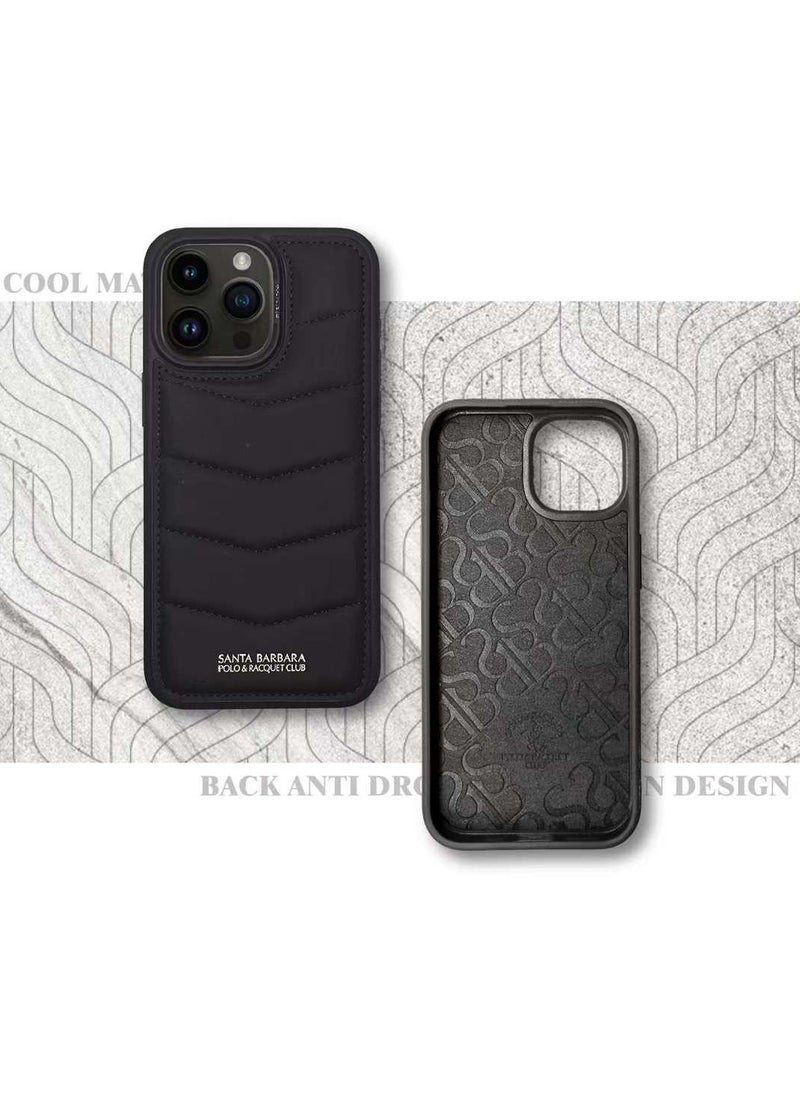 SANTA BARBARA POLO & RACQUET CLUB Clyde Series Protective Soft Stand Phone Case Cover Fabric Stitching vertical Flip Phone Case With Credit Card Holder Slot Compatible with iPhone 15 Pro Max - Dark Purple  - Image 2