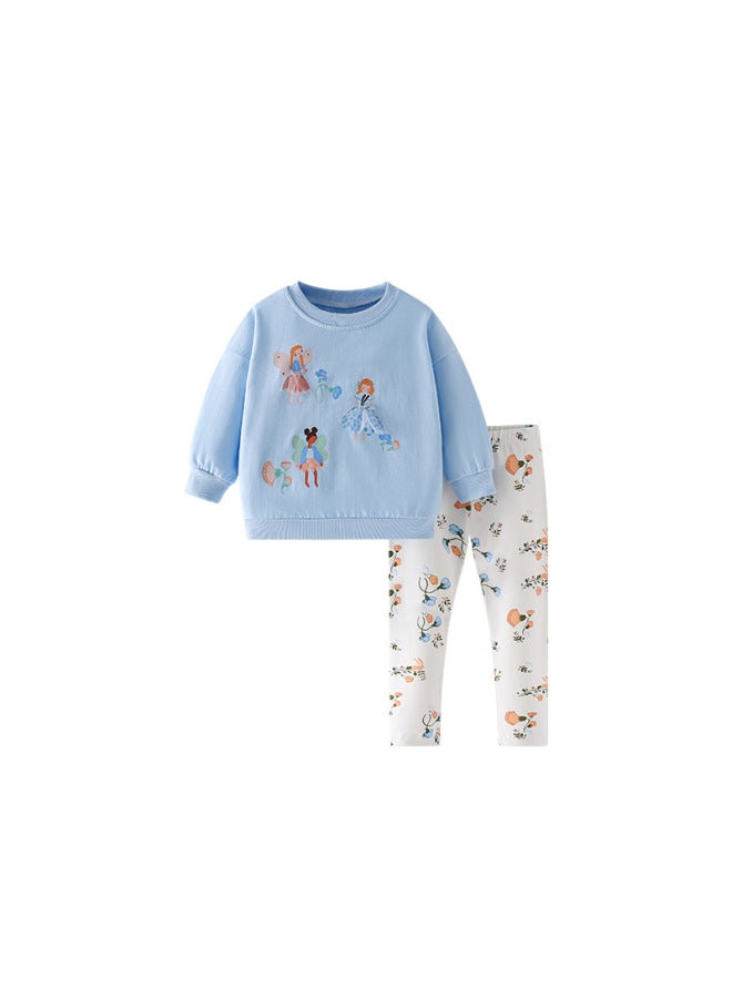 Malwee Girls Autumn Winter Round Neck Long Sleeve Casual Two-piece Suit - Image 5