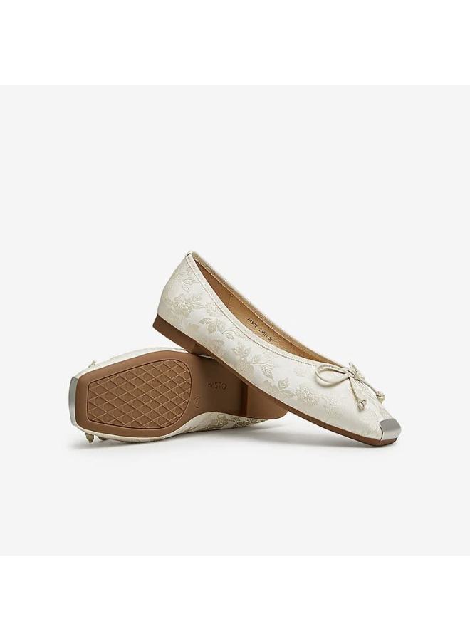 Basto 24 Autumn Fashion Bowknot Square Toe Low-cut Women's Flats A4502cq4 Beige 37 - Image 3