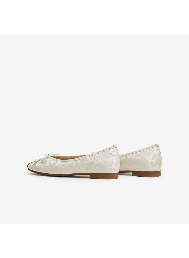 Basto 24 Autumn Fashion Bowknot Square Toe Low-cut Women's Flats A4502cq4 Beige 37 - Image 2