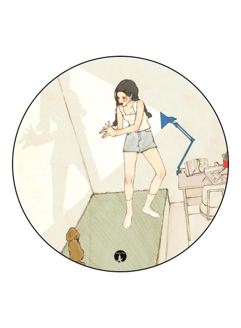 RKN A Girl Printed Mouse Pad  White/Yellow/Blue
