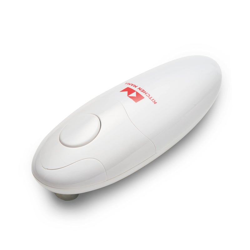 Kitchen Mama Auto Electric Can Opener Open Your Cans with A Simple Press of Button Automatic Hands Free Smooth Edge FoodSafe Battery Operated YES YOU CAN White