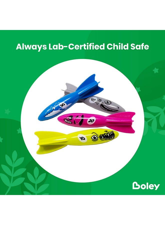 BOLEY Boley Dive Torpedo Swim Toys - 12 Pack Sinking Pool Toys for Kids - Colorful Shark, Whale, Fish Diving Torpedoes - Summer Water Games, Bath Time Fun, Pool Diving Toy Set - Image 4