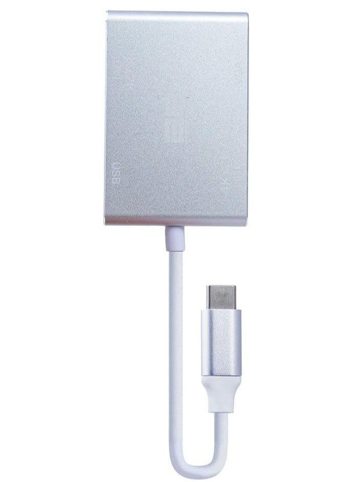 ماركة غير محددة محول من النوع C ذكر إلى VGA HDMI DVI USB3، فضي  - Image 1