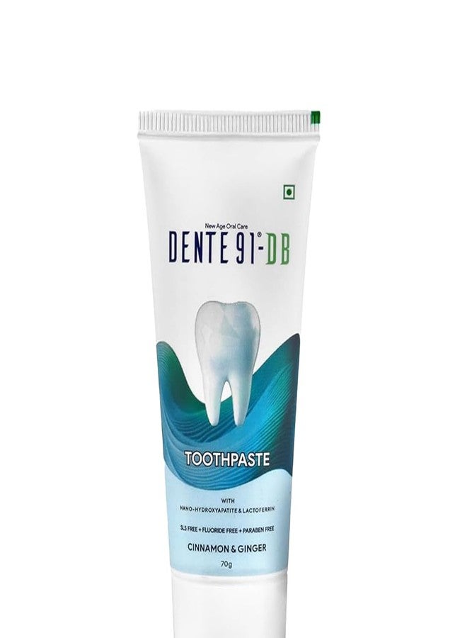 Dente91 DB Toothpaste for Strengthen Enamel | Nano Hydroxyapatite Toothpaste for Enamel Repair | Anti Cavity & Gum Care | Sensitivity Relief | Bad Breath Removal | SLS Free | Fluoride Free | 70g (Pack of 1) - Image 1