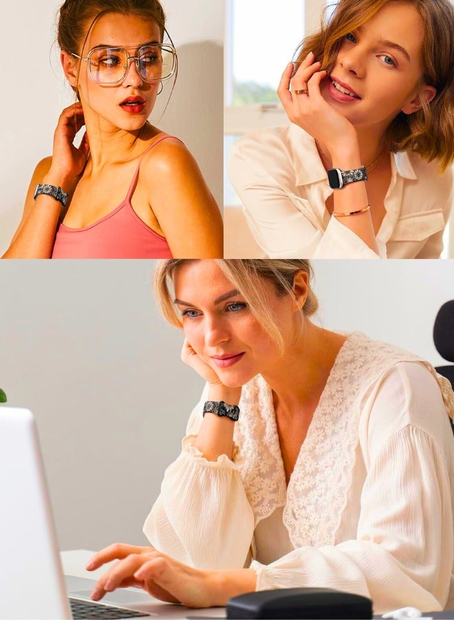 Chase Up Floral Engraved Strap Compatible with Apple Watch Strap 45mm 44mm 42mm 49mm for Women, Two-Tone Flower Soft Silicone Sport Band for Apple Watch Band/ iWatch Series 9 8 7 6 5 4 3 2 1 SE Ultra - Image 2