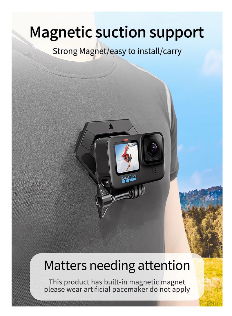 Excefore Action Camera Chest Magnetic Mount, Adjustable POV Necklace Holder Bracket for GoPro Hero 12/11/10/9, DJI Action 3/4, Insta 360 X3/Go3, and Most Action Cameras (No Phone Holder)  - Image 2