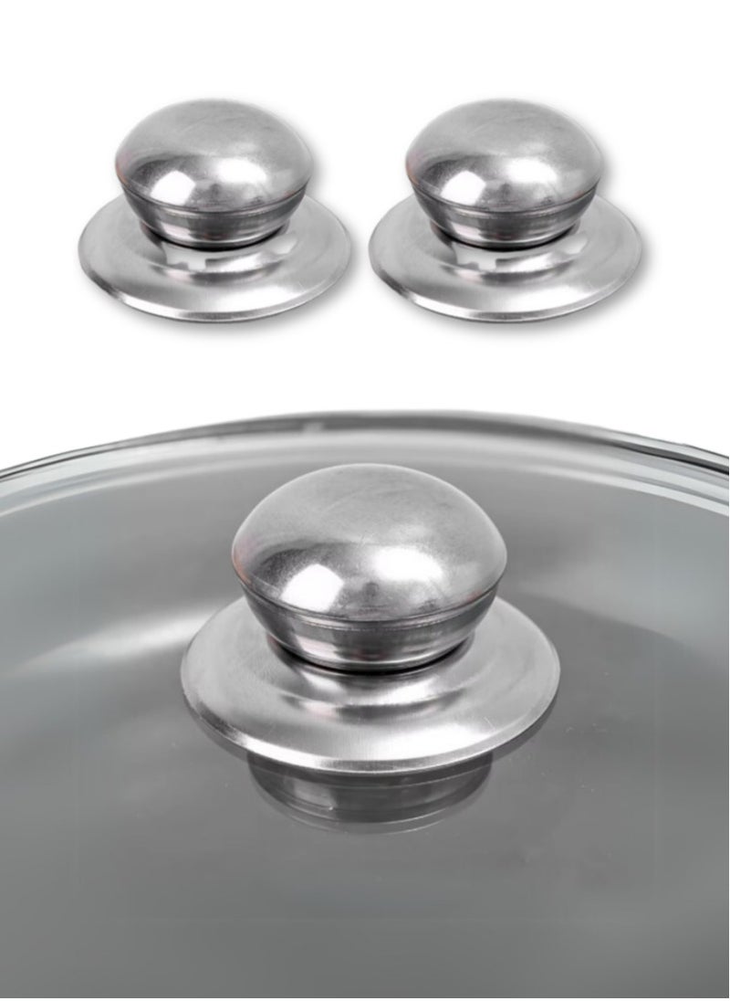 Generic Set of 2 | Stainless Steel Pot Lid Handles | Silver | Universal Compatibility | Heat-Resistant Knobs | Steam Release Feature | Sturdy & Dishwasher-Friendly | Perfect for Sautéing, Frying, Steaming, and Slow Cooking  - Image 1