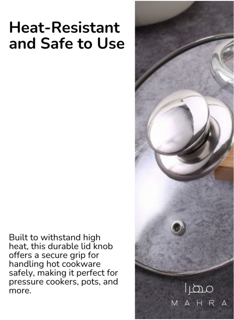 Generic Set of 2 | Stainless Steel Pot Lid Handles | Silver | Universal Compatibility | Heat-Resistant Knobs | Steam Release Feature | Sturdy & Dishwasher-Friendly | Perfect for Sautéing, Frying, Steaming, and Slow Cooking  - Image 5