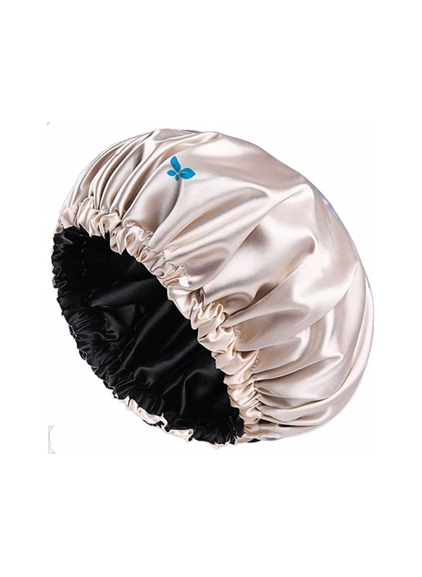 BEIGE SATIN HAIR BONNET