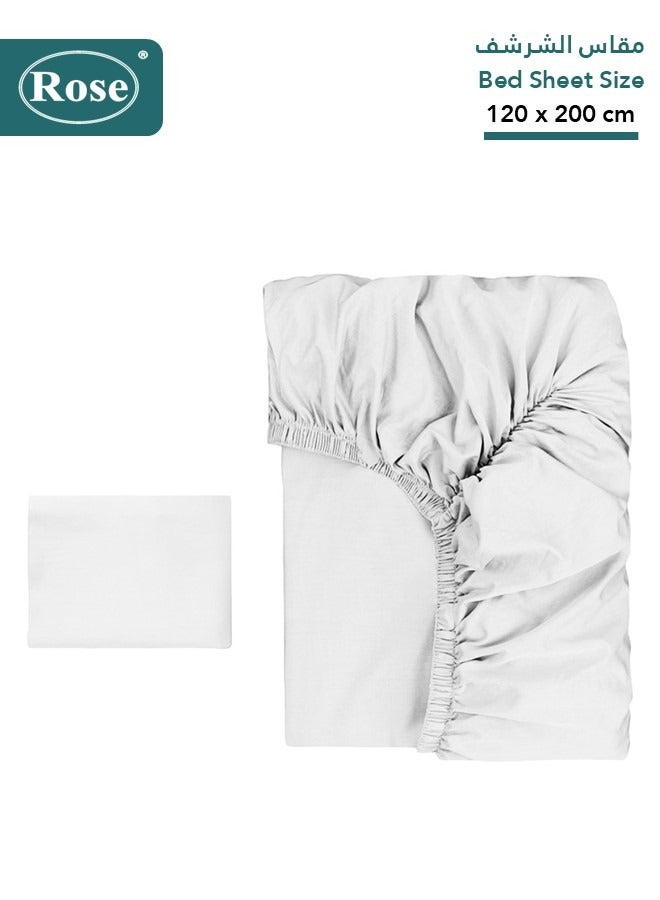 روز طقم شرشف سرير مطاط روز ساده فاخر بجيوب عميقة وغطاء وسادة، طقم من قطعتين، مايكروفايبر ناعم جيد التهوية وبارد, مقاس نفر ونص 120×200+38 سم, ابيض - Image 2