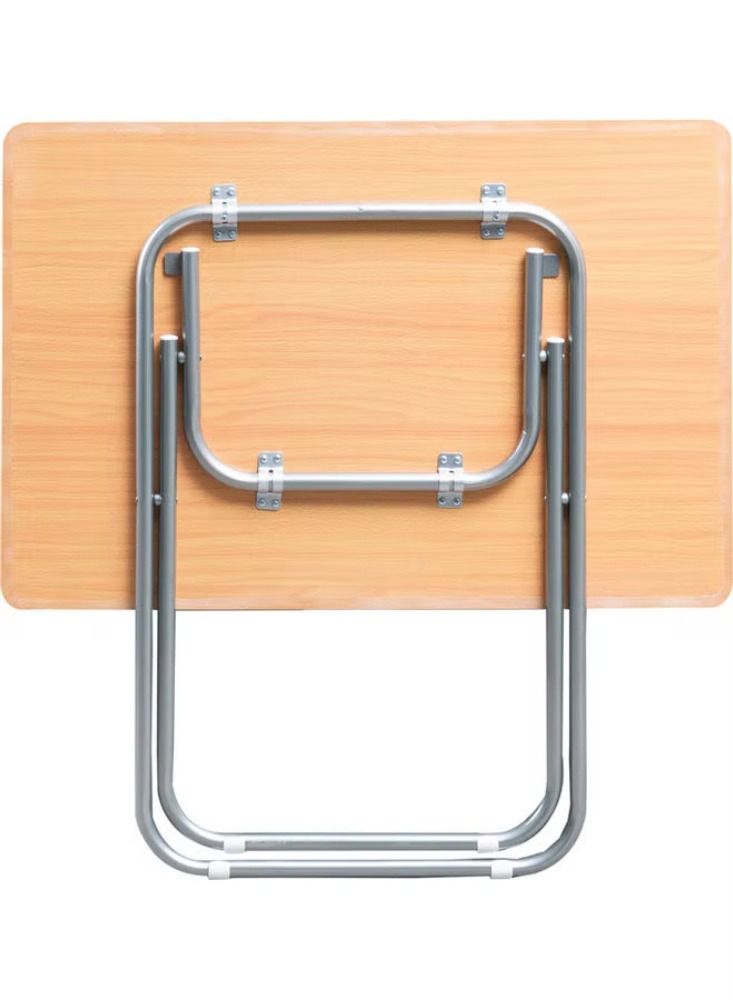 Dream Zone Portable Folding Side Table Oak Brown 70x50x80cm - Image 2