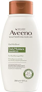 Aveeno شامبو أفينو لتهدئة فروة الرأس بمزيج حليب الشوفان للترطيب اليومي والتغذية الخفيفة خالي من الكبريتات بدون ألوان أو بارابين 12 أونصة سائلة - Image 1