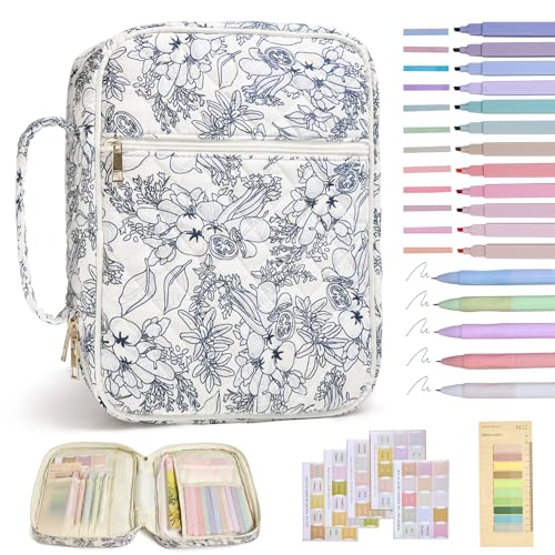 YKFLY Bible Cover Case for Women Large Bible Cover with Durable Handle Quilted Bible Carrying Case for Girls Bible Study Supplies Accessories Big Blue Flower Big Blue Flower - Image 1