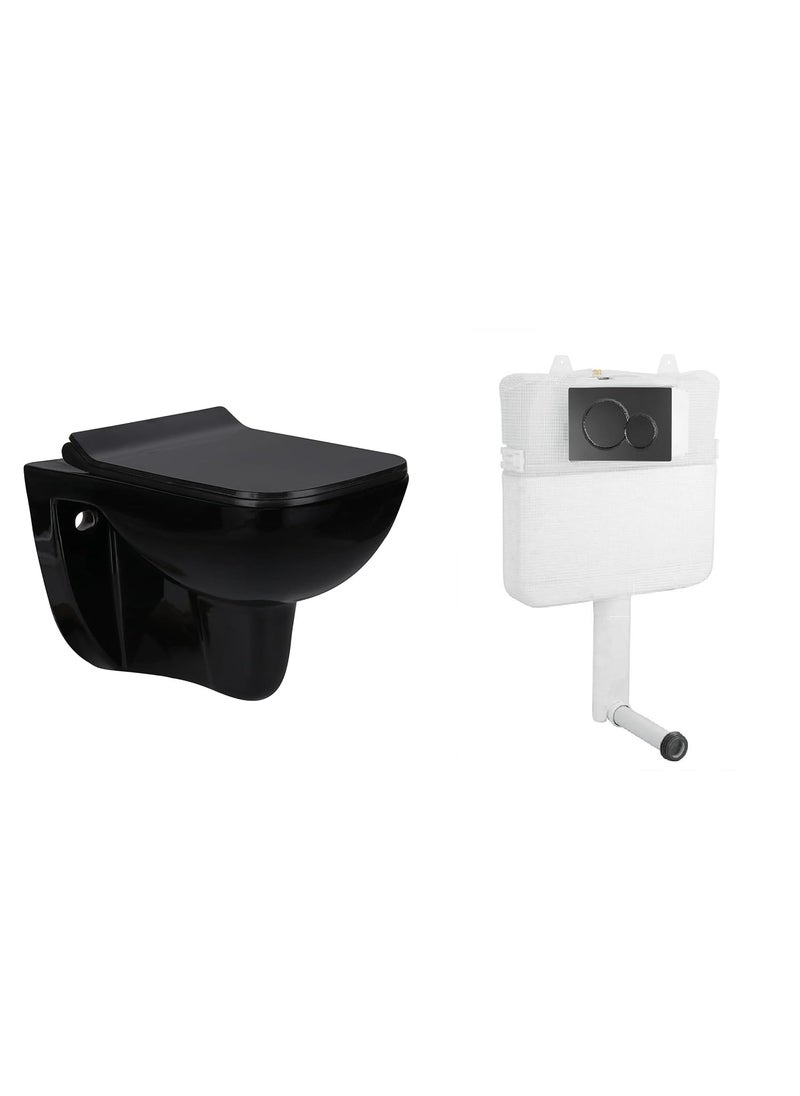 Bherunath - Bherunath Matt Black Concealed Flush Tank 80mm Thick Dual Flush Concealed CisternMatt Black Only Matt Black Concealed Cistern And Push Plate - Image 1