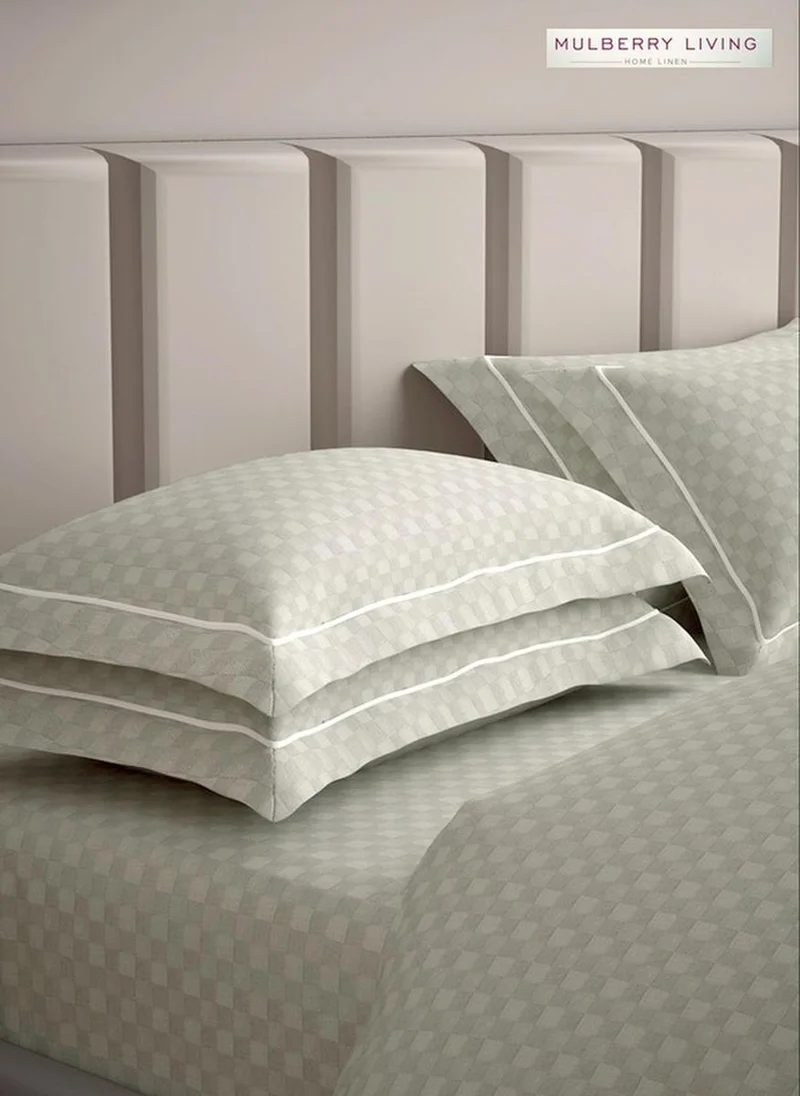Mulberry Living 100% Cotton Pillow Covers - 300Tc Urban Grid - Ivory