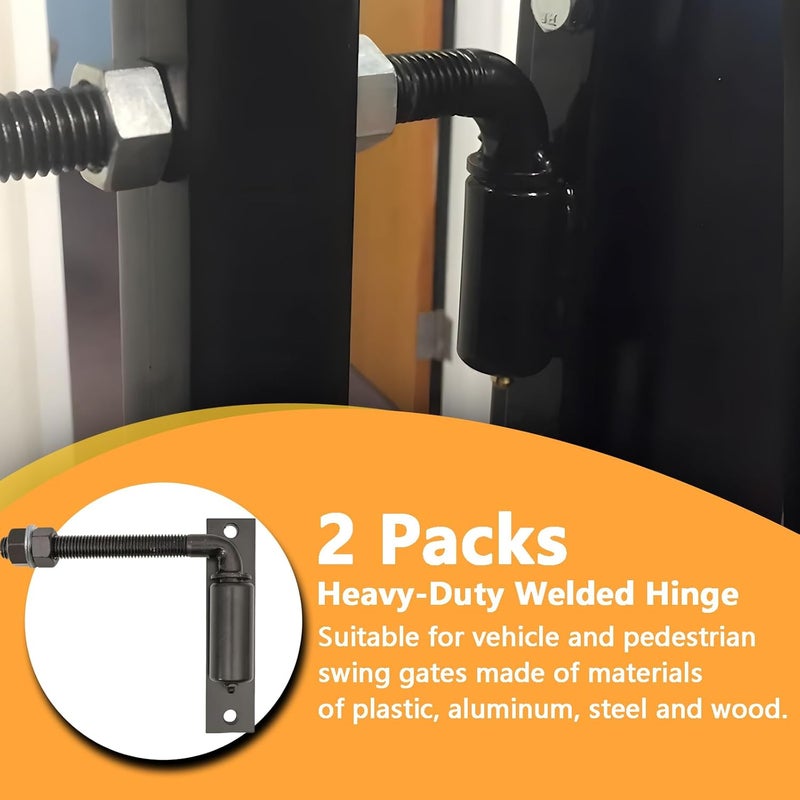 Solwim 2 Pack Steel J-Bolt Hinge with Plate,Heavy-Duty Welded Hingefor Doors Gates,Heavy-Duty Driveway Gates for Welding on Larger Iron or Steel Gates(Black,A-5/8) - Image 3