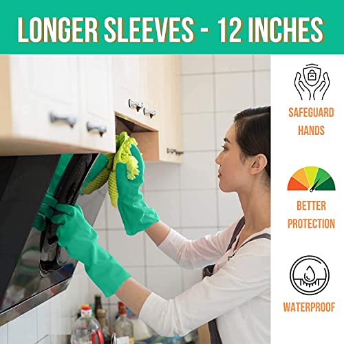 Amzgear Reusable Rubber Gloves for Washing Utensils - 12 Inches Long (Large, 1 Pair) - Ideal for Dishwashing, Gardening, and Hand Cleaning - Image 3