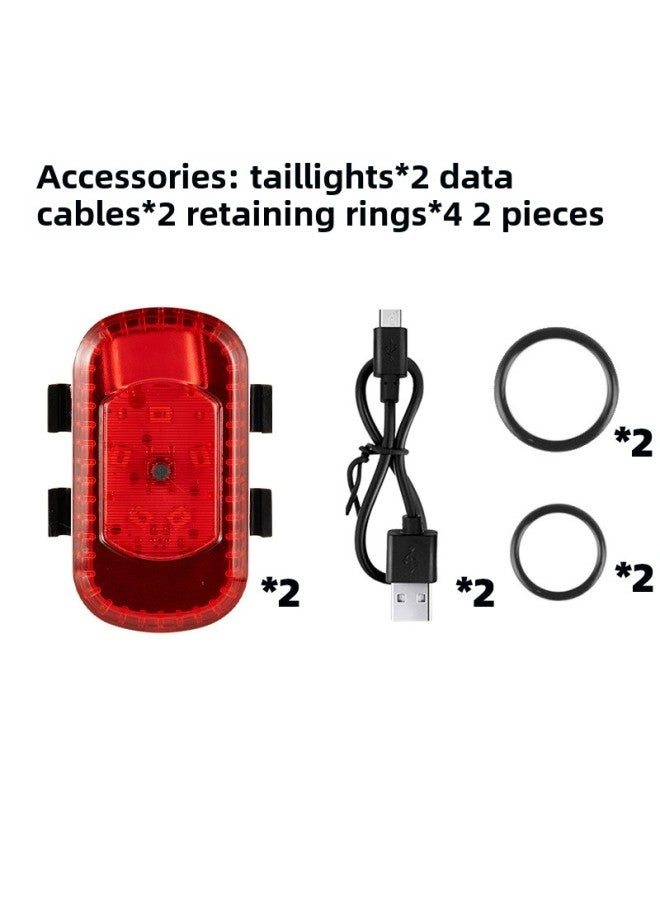 Generic Mini Bicycle Taillight Riding Taillight USB Rechargeable Riding Light Riding Equipment Safety Warning Taillight-Color:Red OPP Bag/2 Pack  - Image 1